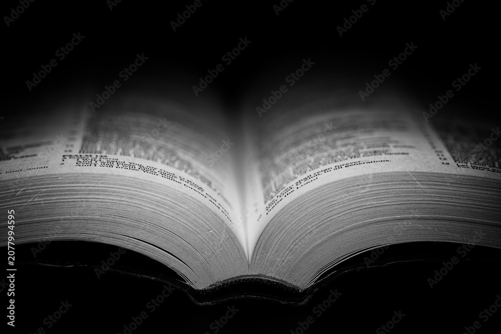 Fototapeta premium open book on black background