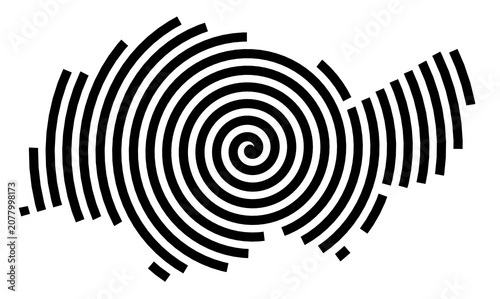 Symbol Map of the City Groningen (Netherlands) showing the city with a black spiral line