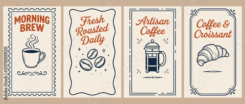 Fotografía Coffee shop vintage label collection featuring morning brew artisan coffee roast