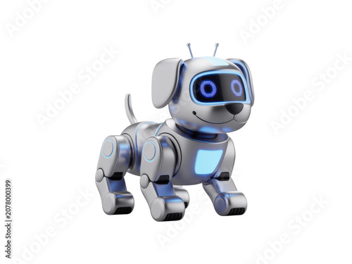 Cute electronic robot dog toy with blue glowing lights