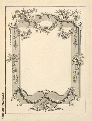 Fotografie Vintage baroque border frame on old paper texture background