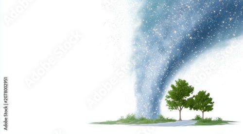Blue Starry Vortex Beside Green Trees