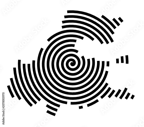 Photos Symbol Map of the City Presov (Slovakia) showing the city with a black spiral li