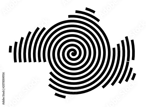 Symbol Map of the City Castleland (United Kingdom) showing the city with a black spiral line