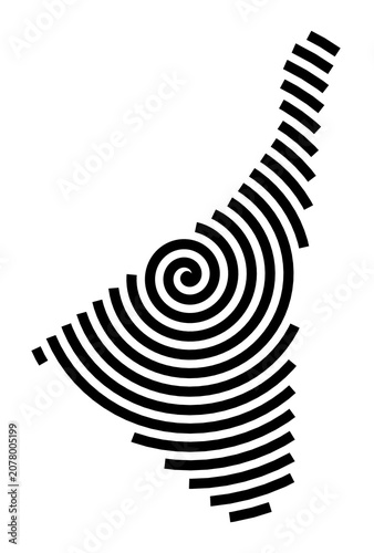 Symbol Map of the City Clifton North (United Kingdom) showing the city with a black spiral line