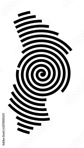 Symbol Map of the City Currock (United Kingdom) showing the city with a black spiral line