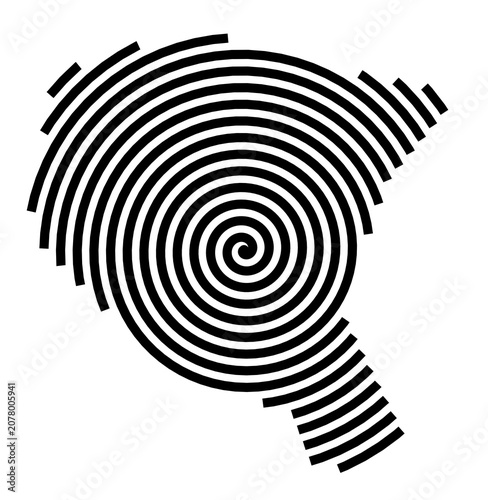 Symbol Map of the City Fareham South (United Kingdom) showing the city with a black spiral line