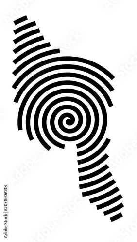 Symbol Map of the City Grays Thurrock (United Kingdom) showing the city with a black spiral line