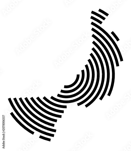 Symbol Map of the City Hilden (United Kingdom) showing the city with a black spiral line