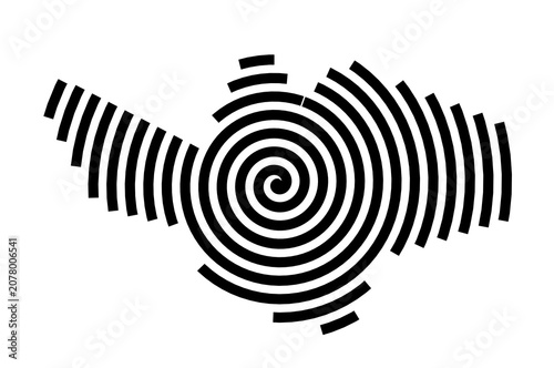 Symbol Map of the City Inverclyde South (United Kingdom) showing the city with a black spiral line