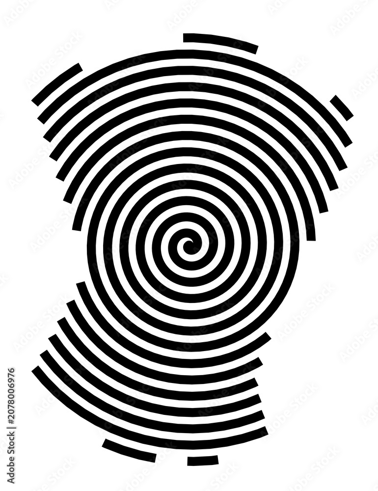 Fototapeta premium Symbol Map of the City Macclesfield Tytherington (United Kingdom) showing the city with a black spiral line