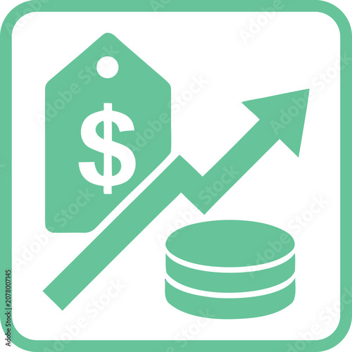 Price Increase Icon with Arrow and Coins