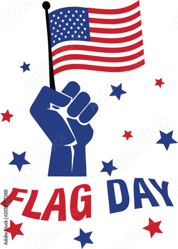 USA Flag Day Waving Flag Illustration,Flag Day Celebration with American Flags and Stars