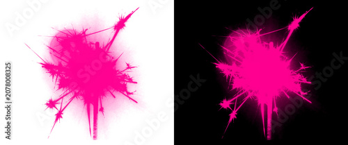 Foto Vibrant pink ink splash on white and black background, abstract neon paint splat