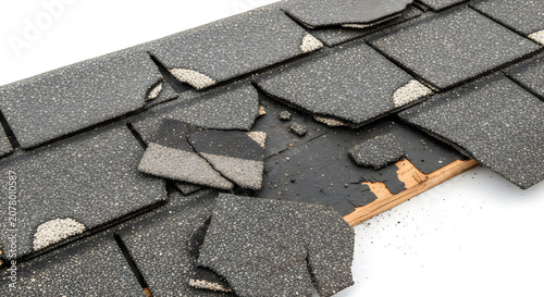 Broken asphalt road with visible cracks and pothole