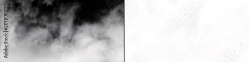 Fotografie Smoke or fog texture effect in lower portion of scene against black backdrop and transparent checkered background