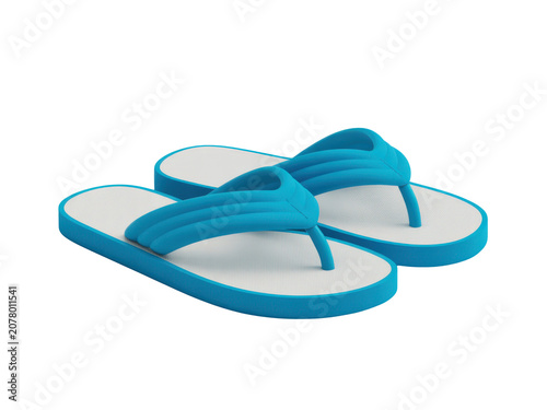 Pair of blue flip flops for summer beach vacation