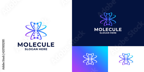 Modern nanotechnology logo design template