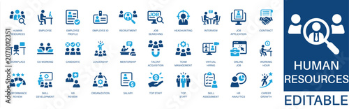 Fotografía Human resources and team management solid icon set