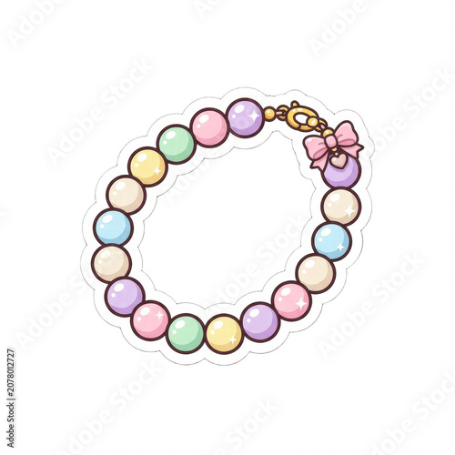 Cute pastel pearl bracelet sticker with bow