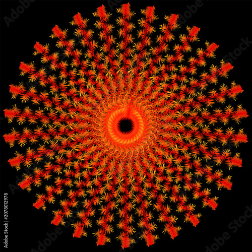 Abstract Radial Burst Star Explosion Background with Fiery Orange Red and Yellow Rays