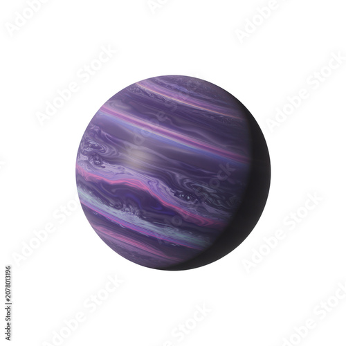 Abstract purple planet sphere with glowing light stripes