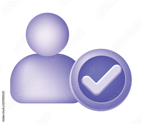 3d verified user profile icon with approval badge