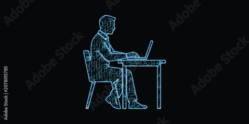 Professional Working on Laptop at Desk Concept