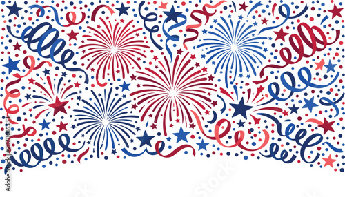 Valokuva American Independence Day festive fireworks vector background