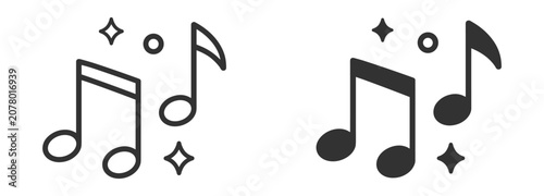 Canvas Print Music note outline icon with melody and audio symbol on transparent background