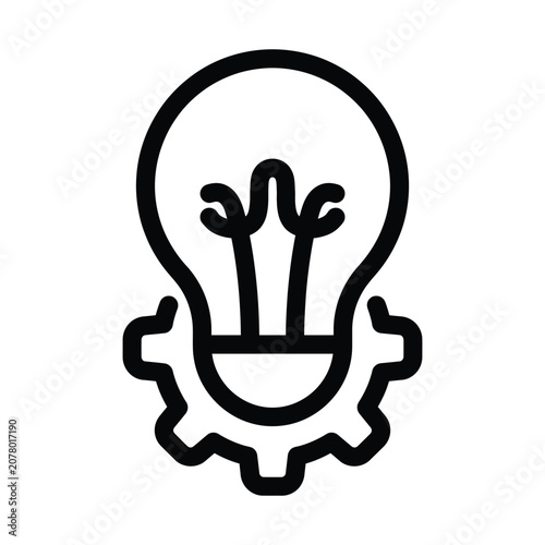 Obraz na płótnie Innovation concept with gear and light bulb icon for creative solution symbolizing idea generation and mechanical ingenuity in business and technology