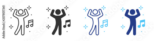 Cuadro en lienzo Dance outline icon with music note for party, entertainment and celebration on t