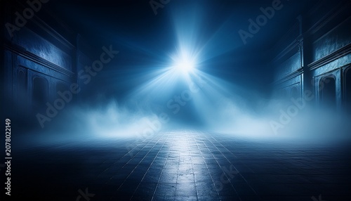 Blue Haze With Subtle Light Cinematic Atmosphere Soft Light Effect Haze Effect Fog Mist Glow Beam Light Spotlight Spot Beam Ray Backlight Studio Scene Background Overlay Cinematic