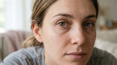 Woman with dark under-eye circles looking concerned