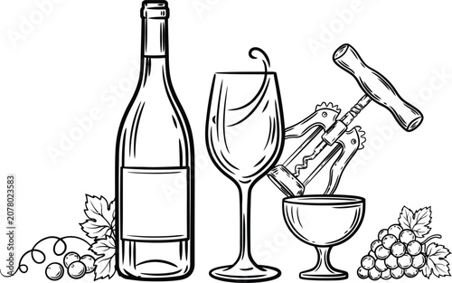 Bild auf Leinwand Vector illustration of wine tasting composition