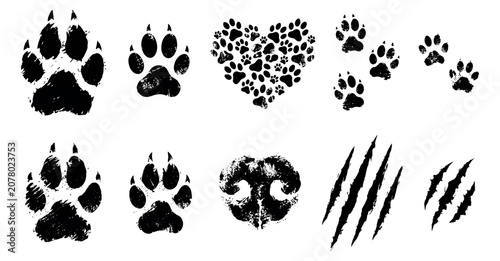 Creating various grunge animal paw prints and claw scratches