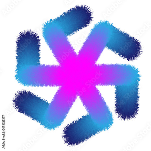 Abstract Colorful Fuzzy Geometric Star Shape on White Background
