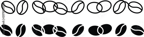 Fotografie Vector illustration of monochrome coffee beans