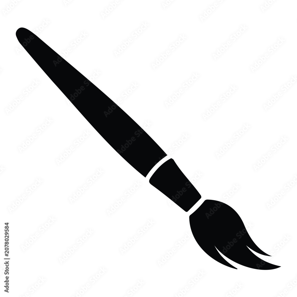 Fototapeta premium Simple painting art brush tool icon for creative design projects vector illustration style