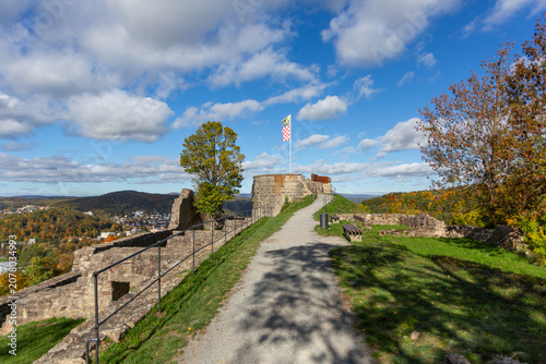 Autumn daytime view of Burgruine Botenlauben in Bad Kissingen