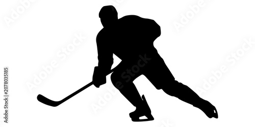 Canvas Print Field hockey player silhouette set, professional male athletes playing with stic