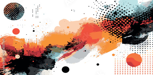 Abstract Colorful Grunge Paint Ink Splash Background with Watercolor Splatter Texture Rainbow Spray Stains and Artistic Vector Illustration for Creative Design Elements