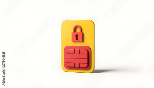 3D Render of Yellow SIM Card Tray with Ejector Pin and Red Chip Holder Close Up