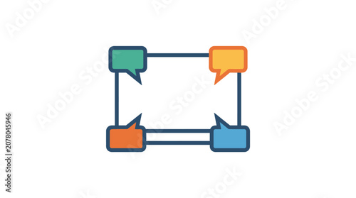 Colorful speech bubble communication diagram icon.