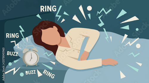 Person in bed disturbed by loud alarm clock ringing at night
