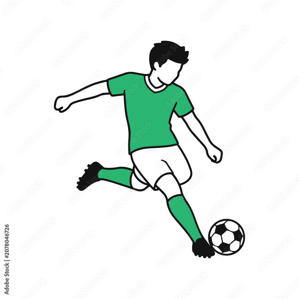 Fototapeta premium Soccer Player Kicking Ball Illustration