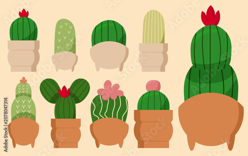 Cute Potted Cactus Collection Illustration Set for Home Decor Design