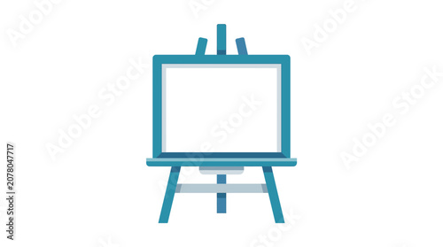 Empty artist easel with blank canvas for painting.