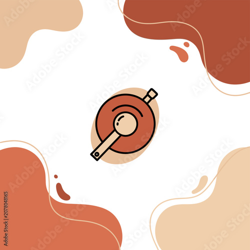 Flat design icon of a frying pan with handle.