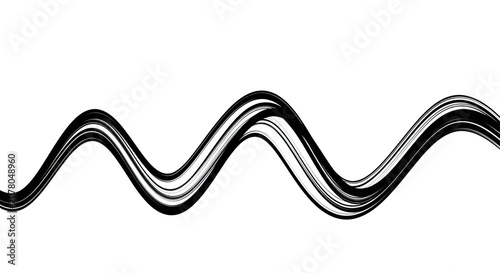 Abstract Black and White Wavy Line Graphic Element
